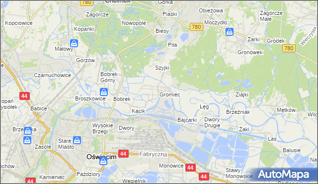 mapa Gromiec, Gromiec na mapie Targeo