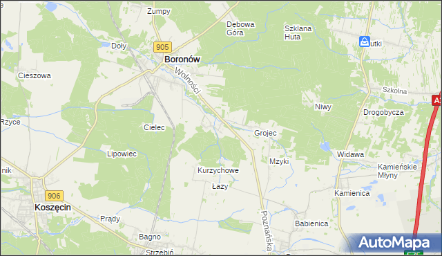 mapa Hucisko gmina Boronów, Hucisko gmina Boronów na mapie Targeo