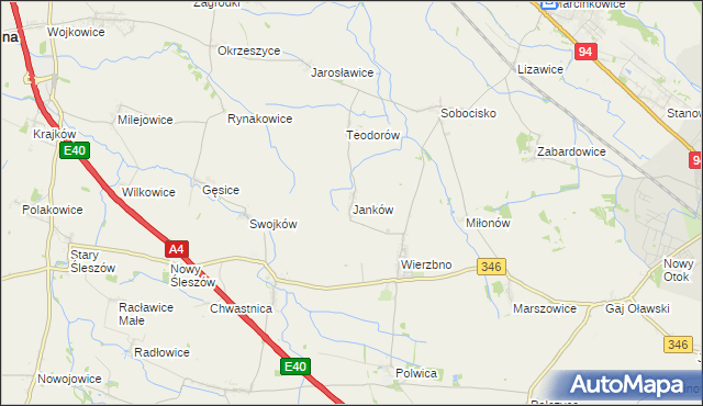 mapa Janków gmina Domaniów, Janków gmina Domaniów na mapie Targeo