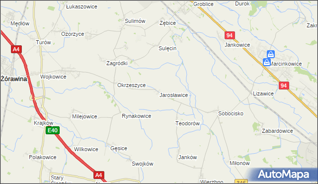 mapa Jarosławice gmina Żórawina, Jarosławice gmina Żórawina na mapie Targeo