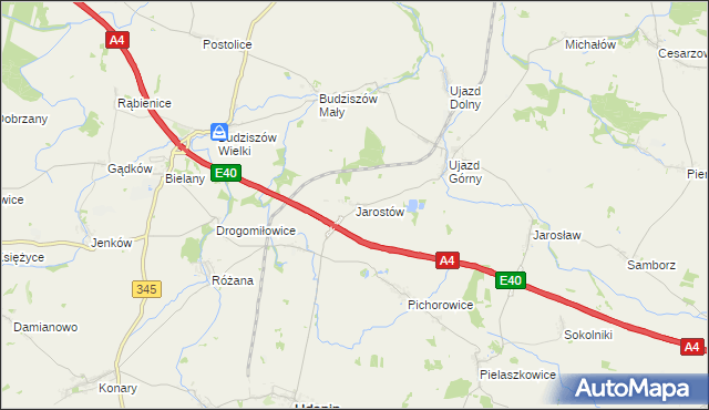 mapa Jarostów, Jarostów na mapie Targeo
