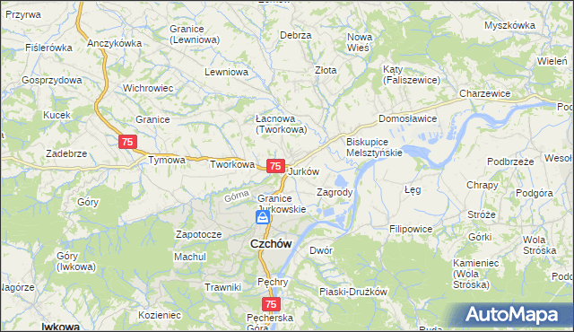 mapa Jurków gmina Czchów, Jurków gmina Czchów na mapie Targeo