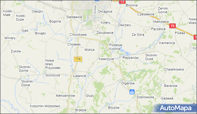 mapa Kawczyce, Kawczyce na mapie Targeo