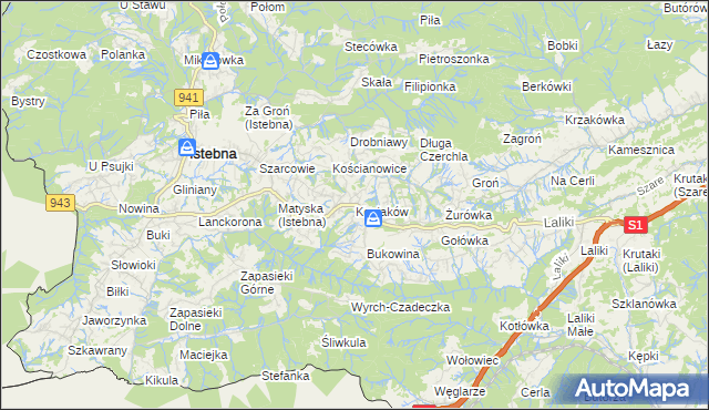 mapa Koniaków, Koniaków na mapie Targeo