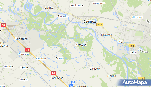 mapa Kotowice gmina Siechnice, Kotowice gmina Siechnice na mapie Targeo