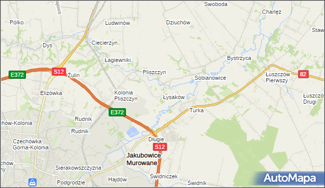 mapa Łysaków gmina Wólka, Łysaków gmina Wólka na mapie Targeo