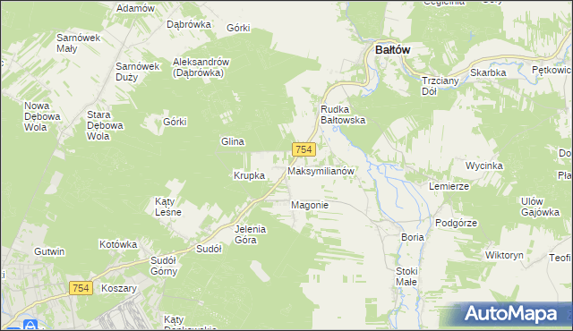 mapa Maksymilianów gmina Bałtów, Maksymilianów gmina Bałtów na mapie Targeo