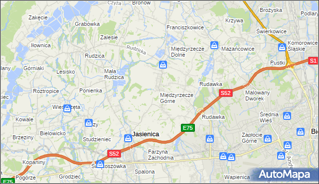 mapa Międzyrzecze Górne, Międzyrzecze Górne na mapie Targeo