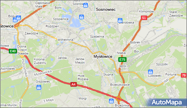 mapa Mysłowice, Mysłowice na mapie Targeo