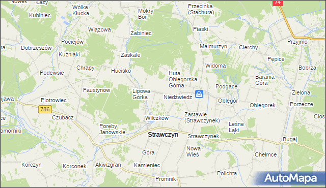 mapa Niedźwiedź gmina Strawczyn, Niedźwiedź gmina Strawczyn na mapie Targeo