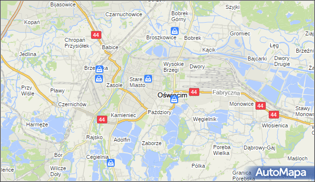 mapa Oświęcimia, Oświęcim na mapie Targeo