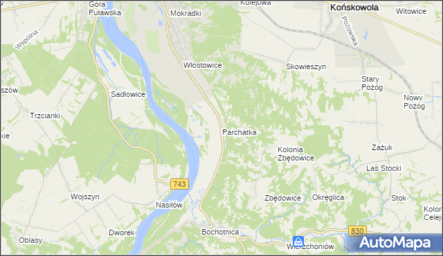 mapa Parchatka, Parchatka na mapie Targeo