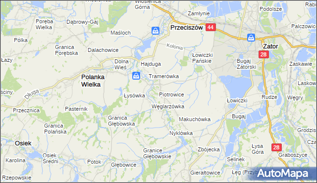 mapa Piotrowice gmina Przeciszów, Piotrowice gmina Przeciszów na mapie Targeo