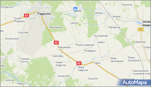 mapa Podmurowaniec, Podmurowaniec na mapie Targeo