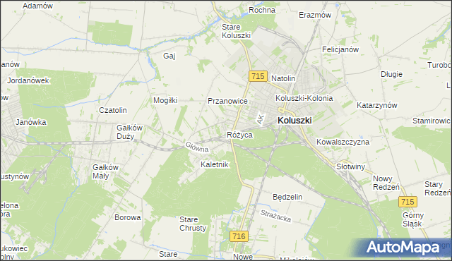 mapa Różyca, Różyca na mapie Targeo