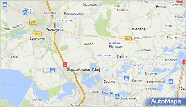 mapa Rudołtowice, Rudołtowice na mapie Targeo