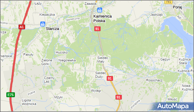 mapa Siedlec Mały, Siedlec Mały na mapie Targeo