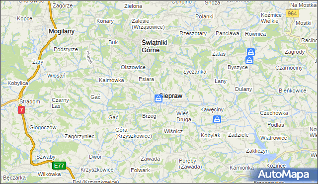 mapa Siepraw, Siepraw na mapie Targeo