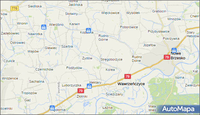 mapa Stręgoborzyce, Stręgoborzyce na mapie Targeo