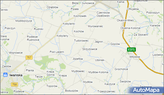 mapa Strzyżowice gmina Opatów, Strzyżowice gmina Opatów na mapie Targeo