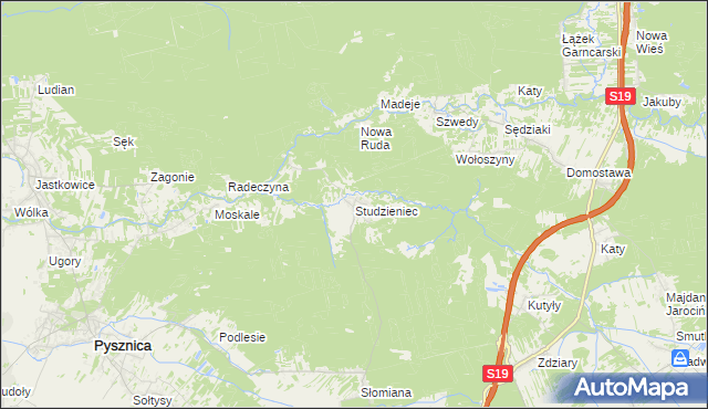 mapa Studzieniec gmina Pysznica, Studzieniec gmina Pysznica na mapie Targeo