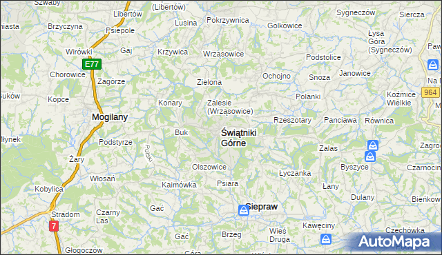 mapa Świątniki Górne, Świątniki Górne na mapie Targeo