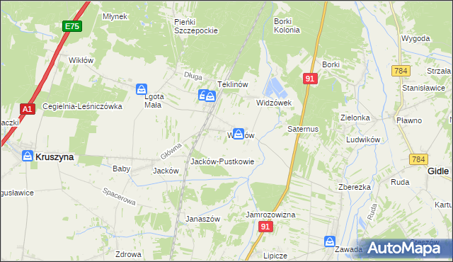 mapa Widzów, Widzów na mapie Targeo