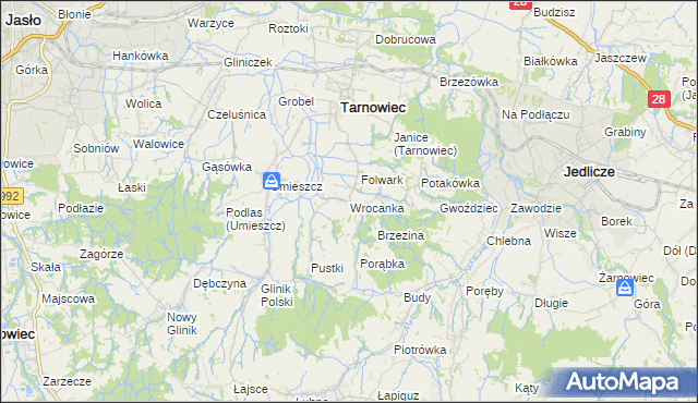 mapa Wrocanka gmina Tarnowiec, Wrocanka gmina Tarnowiec na mapie Targeo