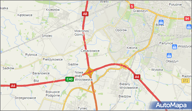 mapa Zabrodzie gmina Kąty Wrocławskie, Zabrodzie gmina Kąty Wrocławskie na mapie Targeo