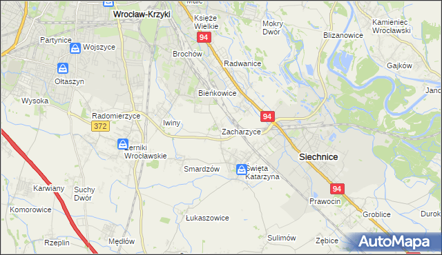 mapa Zacharzyce, Zacharzyce na mapie Targeo