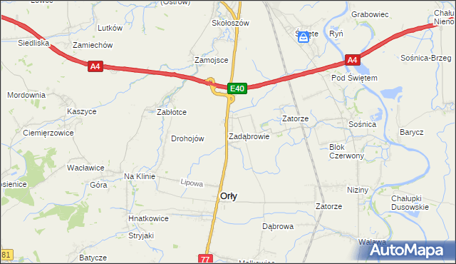 mapa Zadąbrowie gmina Orły, Zadąbrowie gmina Orły na mapie Targeo