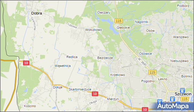 mapa Bezrzecze, Bezrzecze na mapie Targeo