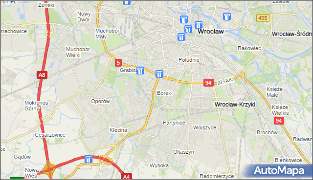 mapa Borek gmina Wrocław, Borek gmina Wrocław na mapie Targeo