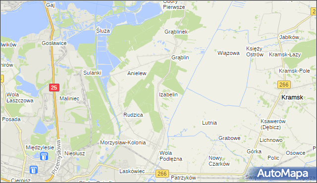 mapa Izabelin gmina Kramsk, Izabelin gmina Kramsk na mapie Targeo