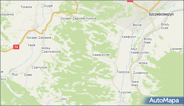 mapa Kawęczynek gmina Szczebrzeszyn, Kawęczynek gmina Szczebrzeszyn na mapie Targeo