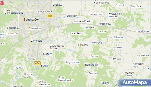 mapa Kielchinów, Kielchinów na mapie Targeo