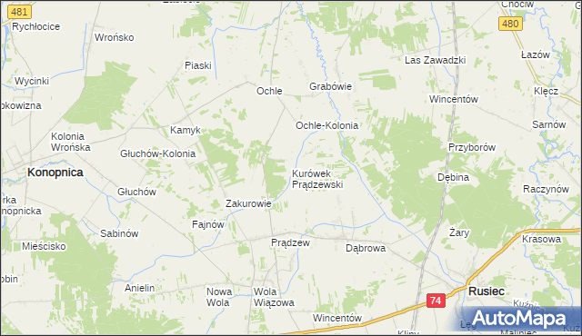 mapa Kurówek Prądzewski, Kurówek Prądzewski na mapie Targeo