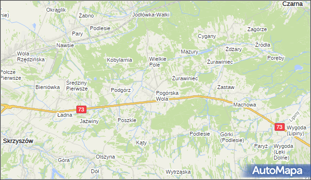 mapa Pogórska Wola, Pogórska Wola na mapie Targeo