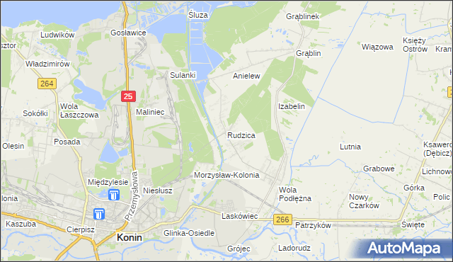 mapa Rudzica gmina Kramsk, Rudzica gmina Kramsk na mapie Targeo