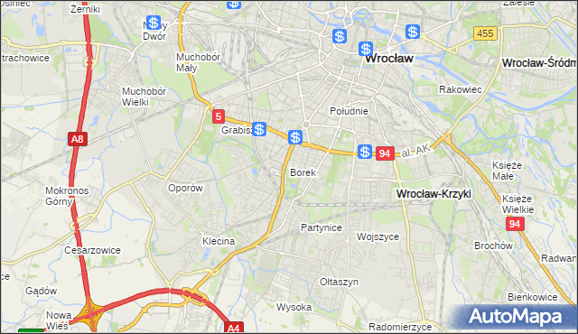 mapa Borek gmina Wrocław, Borek gmina Wrocław na mapie Targeo