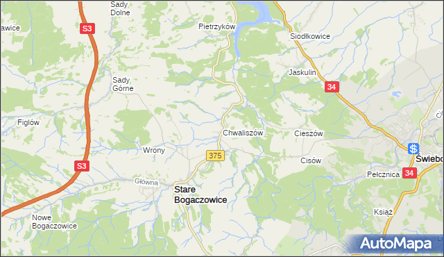 mapa Chwaliszów, Chwaliszów na mapie Targeo