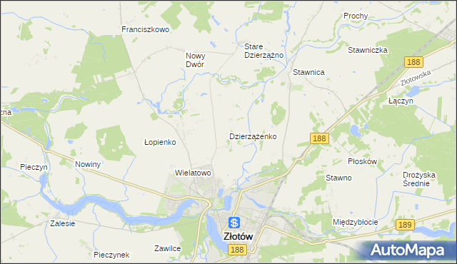 mapa Dzierzążenko, Dzierzążenko na mapie Targeo