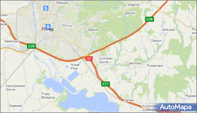 mapa Gronowo Górne, Gronowo Górne na mapie Targeo