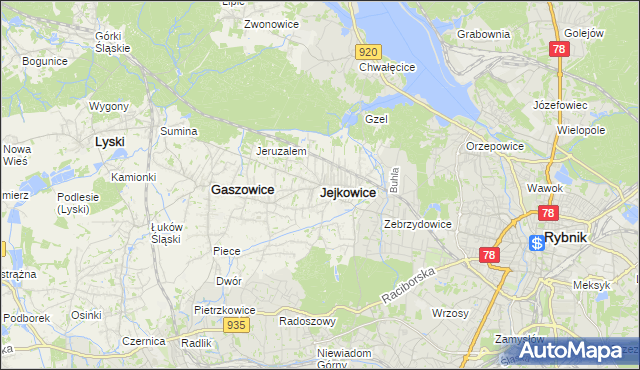 mapa Jejkowice, Jejkowice na mapie Targeo