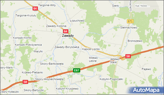 mapa Kapice-Lipniki, Kapice-Lipniki na mapie Targeo