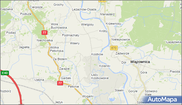 mapa Kostków, Kostków na mapie Targeo