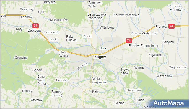 mapa Łagów powiat kielecki, Łagów powiat kielecki na mapie Targeo