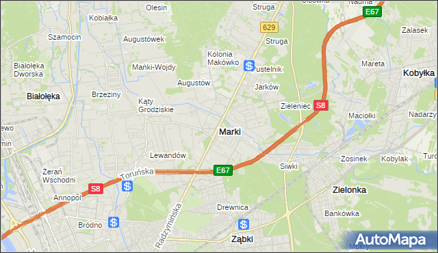 mapa Marki powiat wołomiński, Marki powiat wołomiński na mapie Targeo