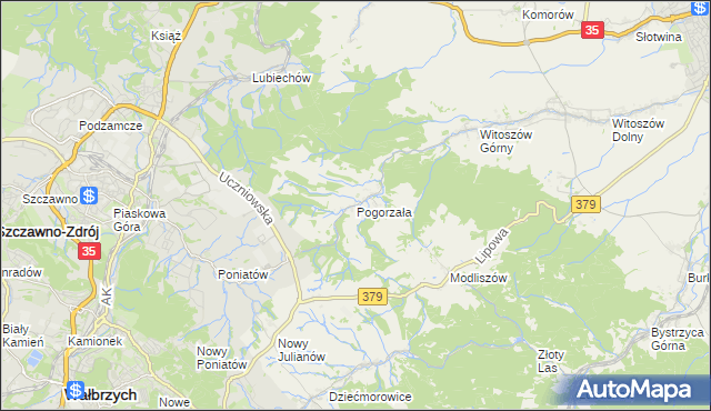 mapa Pogorzała gmina Świdnica, Pogorzała gmina Świdnica na mapie Targeo