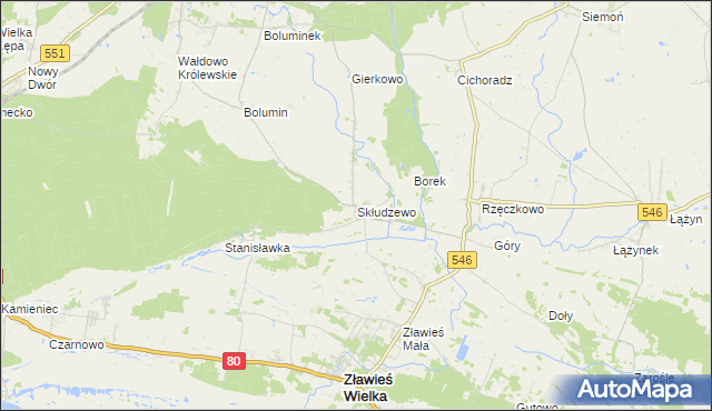 mapa Skłudzewo, Skłudzewo na mapie Targeo